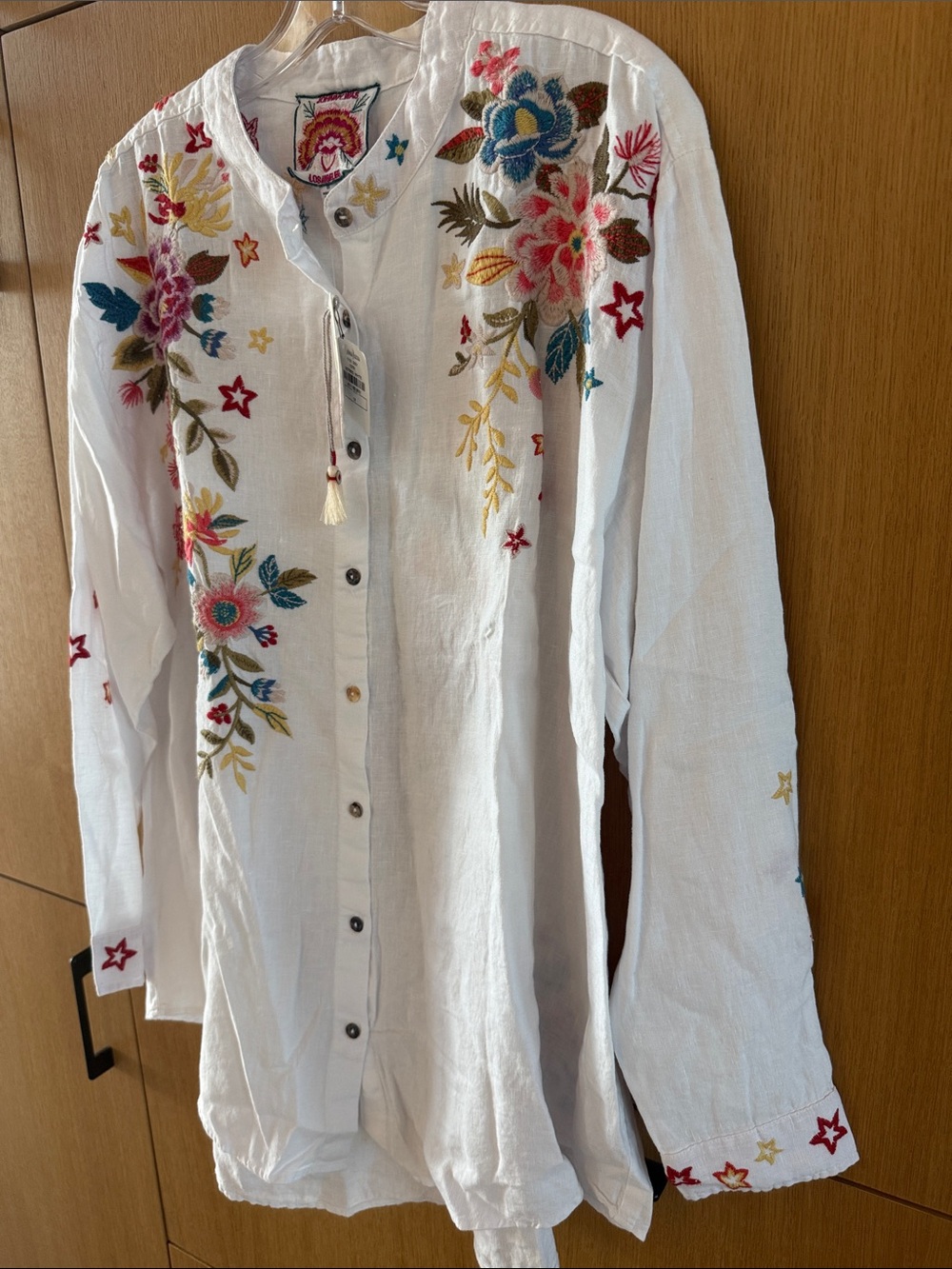 Johnny Was Amara Floral Embroidered Mandarin Collar Long sleeve Shirt Size 1X - Picture 7 of 13